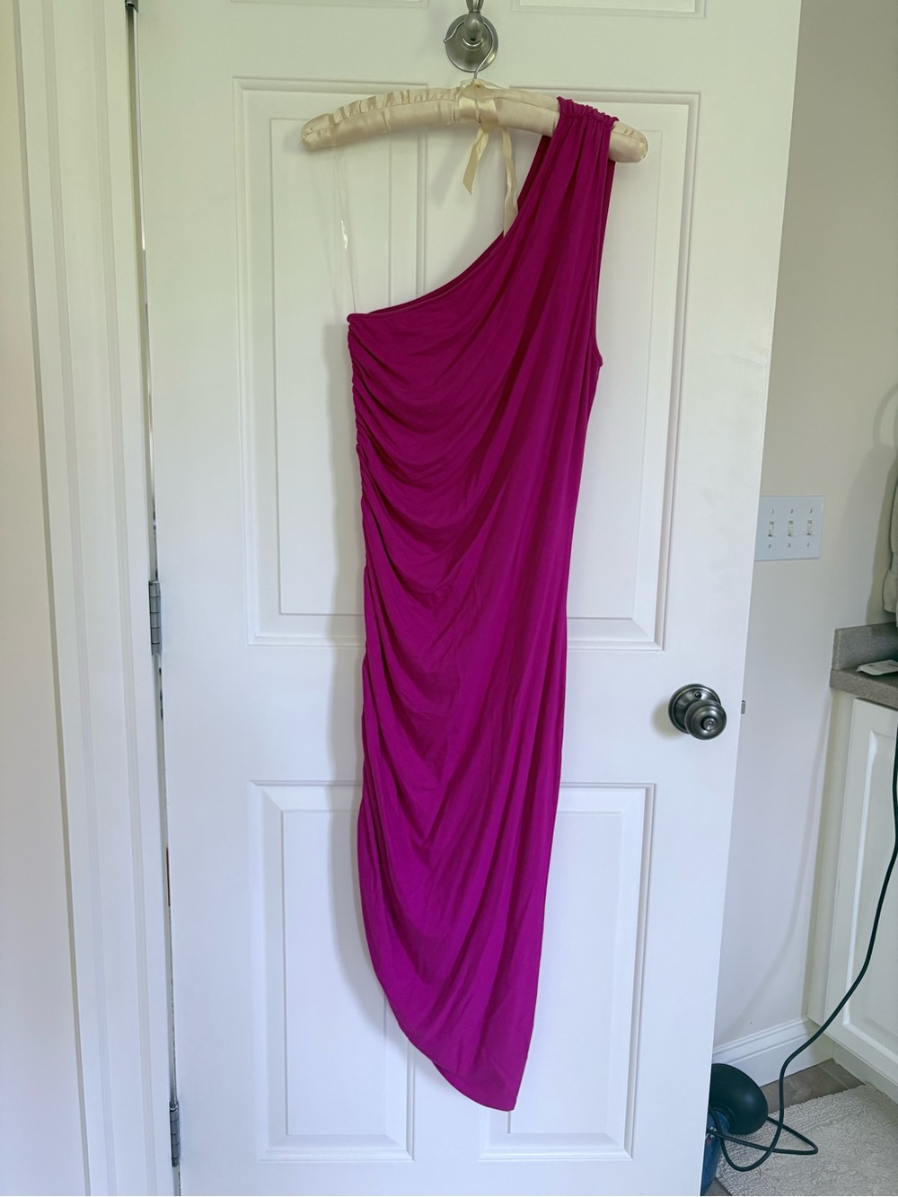 a new day One-Shoulder Ruched Magenta Dress